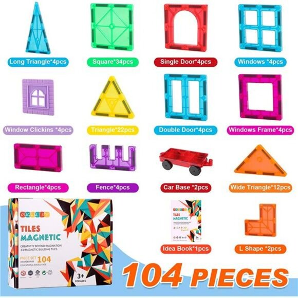 Magnetic Building Tiles for Kids,Educational Magnetic Stacking Blocks for kids - Picture 2 of 7